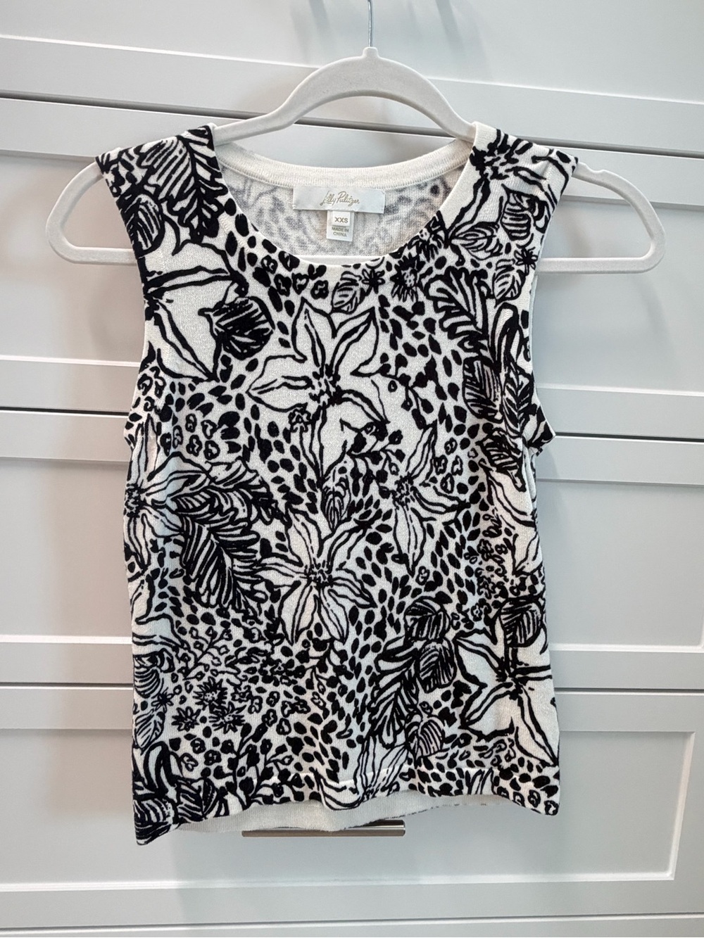 Lilly Pulitzer Black & White Floral Print Tank